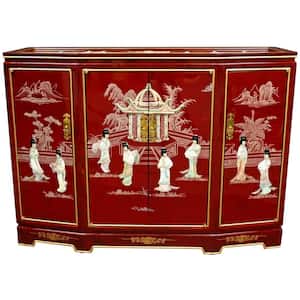 Red Lacquer Slant Front Cabinet