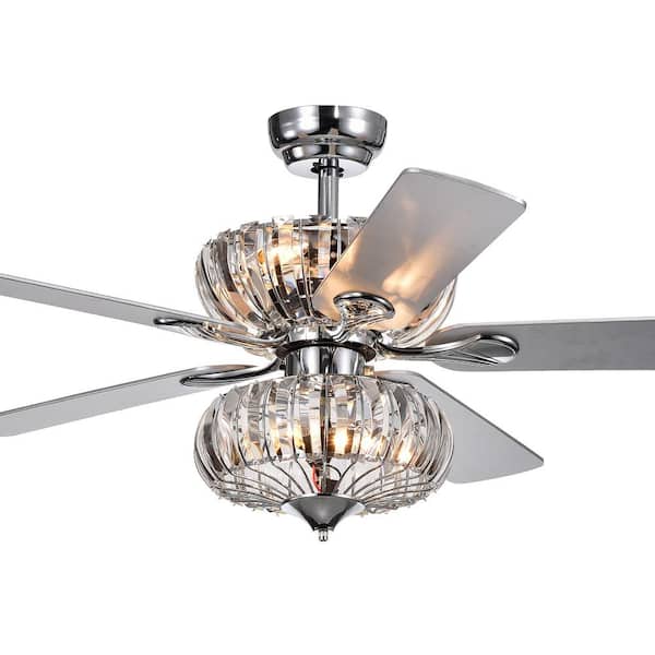 Warehouse of Tiffany Kyana 52 in. Chrome Indoor Remote Controlled Ceiling Fan with Light Kit