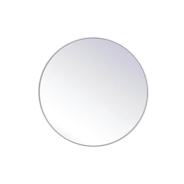 Unbranded Timeless Home 45 in. W x 45 in. H x Midcentury Modern Metal Framed Round Silver Mirror