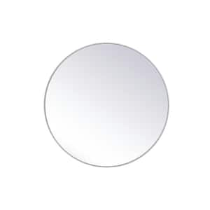 Large Round Silver Modern Mirror (45 in. H x 45 in. W)