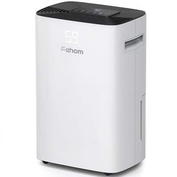 Fehom 50 pt. 4,500 sq. ft. Quiet Dehumidifier with Bucket in White with Drain Hose, Auto Defrost, Timer for Home, Basement