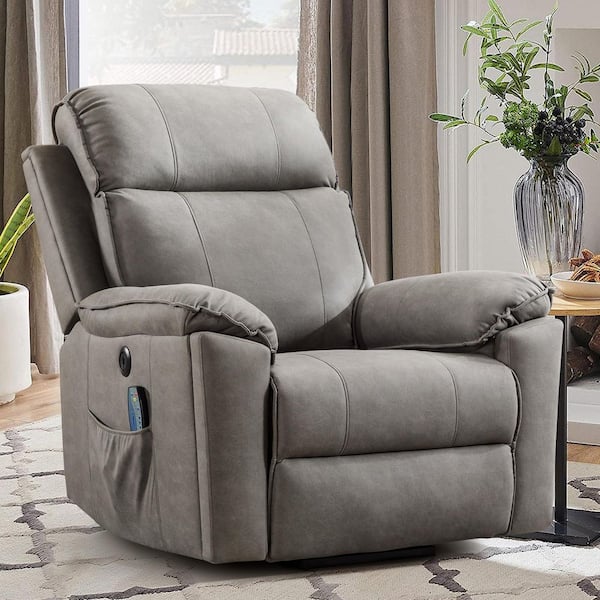 Gray Fabric Recliner Chair Electric Power Lift Recliner Chair with Massage and Heat, Side Pockets and Hidden Cup Holder