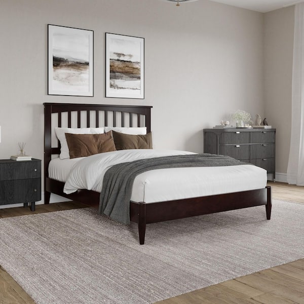 AFI Becket Espresso Black Solid Wood Frame Full Low Profile Platform Bed