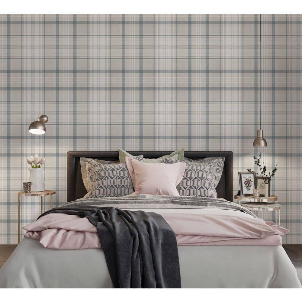 Navy Kirkham Check Print Non-Woven Non-Pasted Textured Wallpaper 57 Sq. Ft. price history on PriceWatchPro