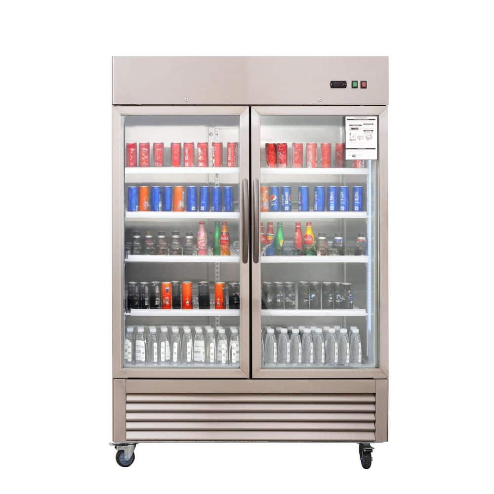 54 in. 47 cu. ft. Commercial Glass Door Reach in Refrigerator in Stainless Steel