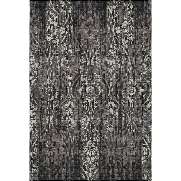 Mayfield Premium Machine Washable Abstract AMF2482 Black 3 ft. x 5 ft. Area Rug