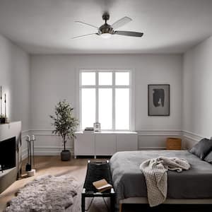 Geno 54 in. Integrated LED Indoor Brushed Stainless Steel Downrod Mount Ceiling Fan with Light Kit and Remote Control