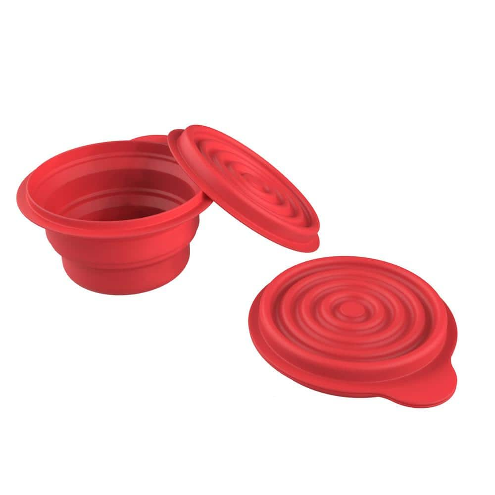 Wakeman Outdoors Collapsible Bowls with Lids in Red (2-Pack) HW4700026 ...