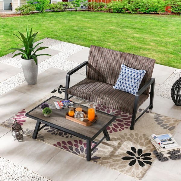 Patio Festival 2-Piece Wicker Patio Conversation Seating Set