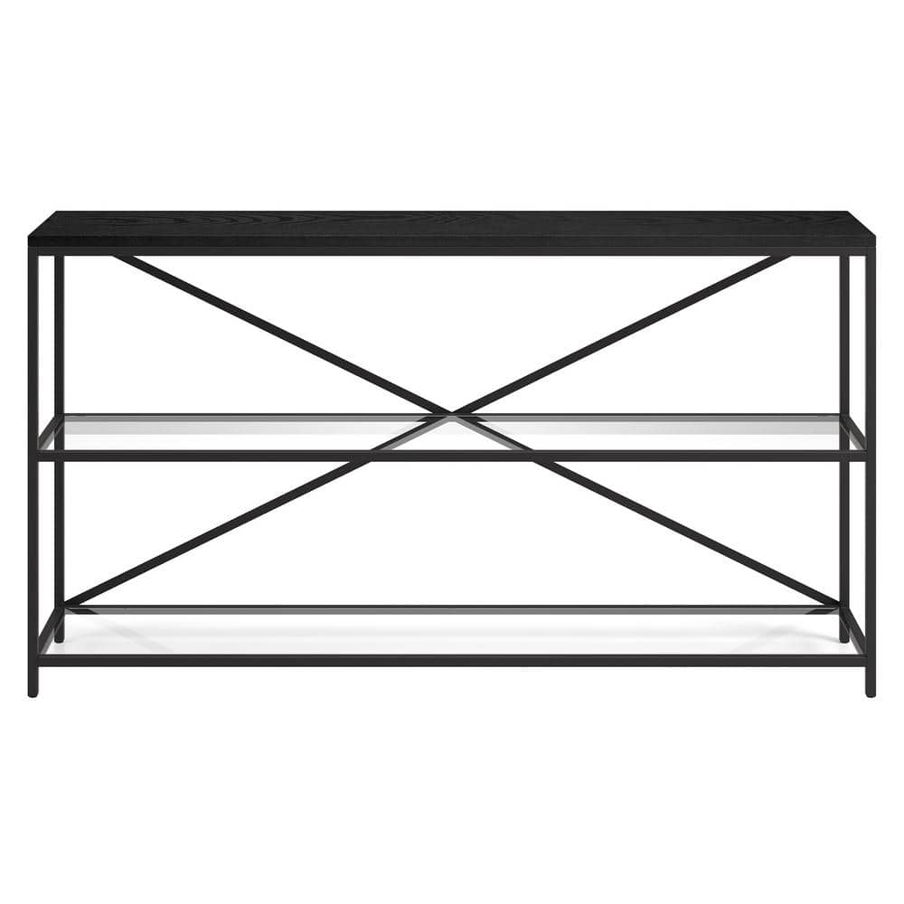 Fionn 55'' Blackened Bronze and Black Grain Console Table