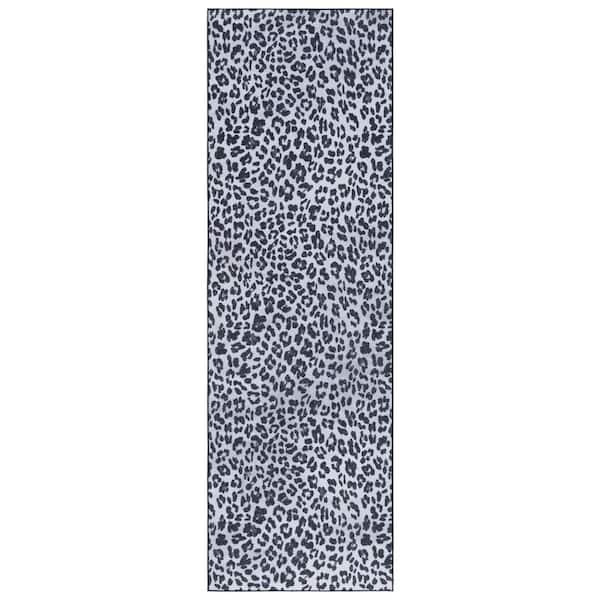 SAFAVIEH Faux Hide Ivory/Black 3 ft. x 8 ft. Machine Washable Animal Print Runner Rug