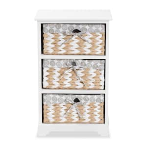 Rianne White Storage Cabinet with 3-Baskets