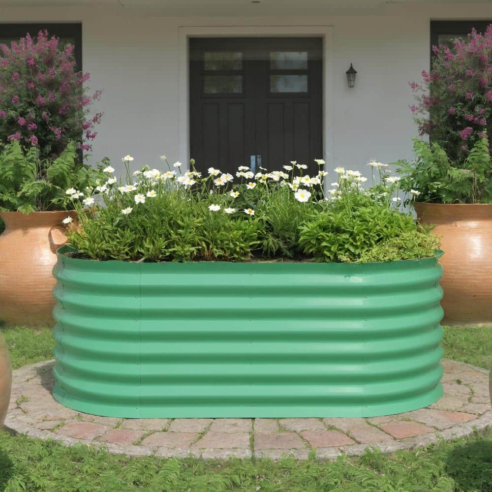 Galvanized Oval Raised Bed 120x60x60cm Tall Planter Box for Vegetables, Flowers & Herbs – Rust-Resistant,Green 1pk price history on PriceWatchPro
