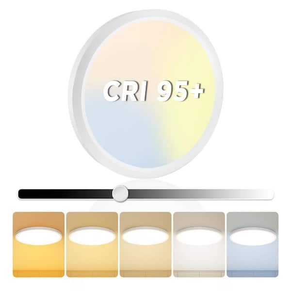 15.8 in. Round Matte White 35-Watt 4200-Lumen 5CCT Selectable Dimmable 95 Plus CRI LED Flush Mount Ceiling Light