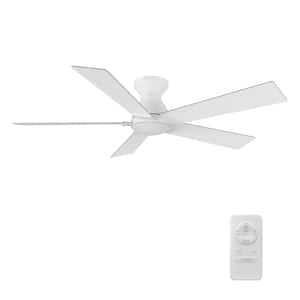 Vetric 52 in. Indoor White 10-Speed DC Motor Flush Mount Ceiling Fan with Remote Control