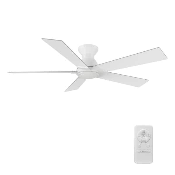 CARRO Vetric 52 in. Indoor White 10-Speed DC Motor Flush Mount Ceiling Fan with Remote Control