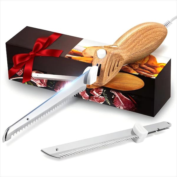6.69 in. Stainless Steel Electric Knife with Ergonomic Handle for Meat, Bread, Turkey