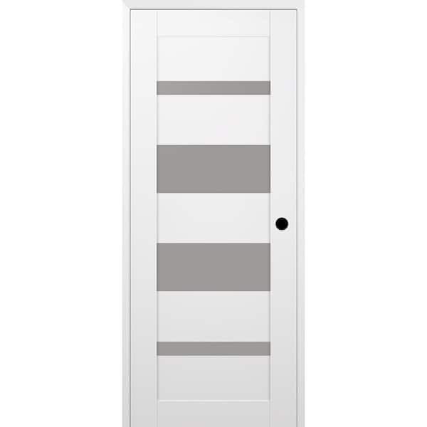 Belldinni Mirella 18 in. x 80 in. Left Hand 4 Lite Frosted Glass Snow White Composite Wood Single Prehung Door