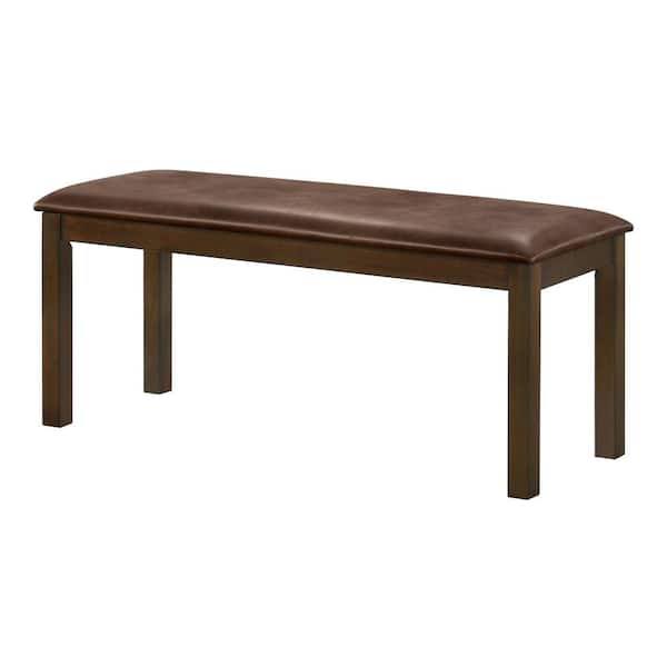 Furniture of America Ederie Walnut and Brown Dining Bench