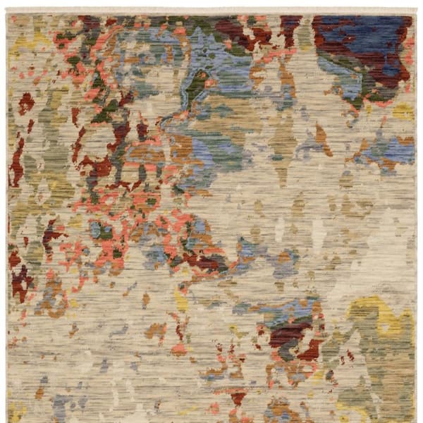 8 ft. x 11 ft. Beige, Salmon, Tan Abstract Washable Area Rug
