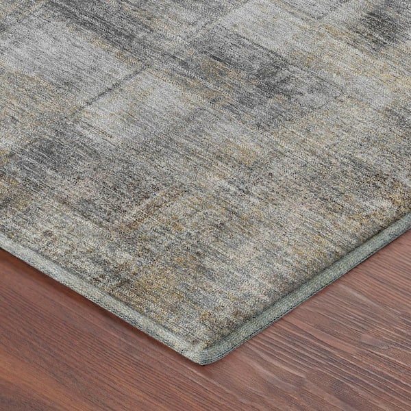 Mayfield Premium Machine Washable Abstract AMF2248 Gray 3 ft. x 5 ft. Area Rug