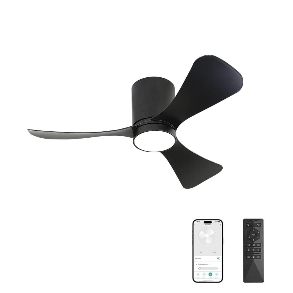 42 in. Dimmable Indoor LED Smart Black 3-Blades Ceiling Fan with Remote Control price history on PriceWatchPro