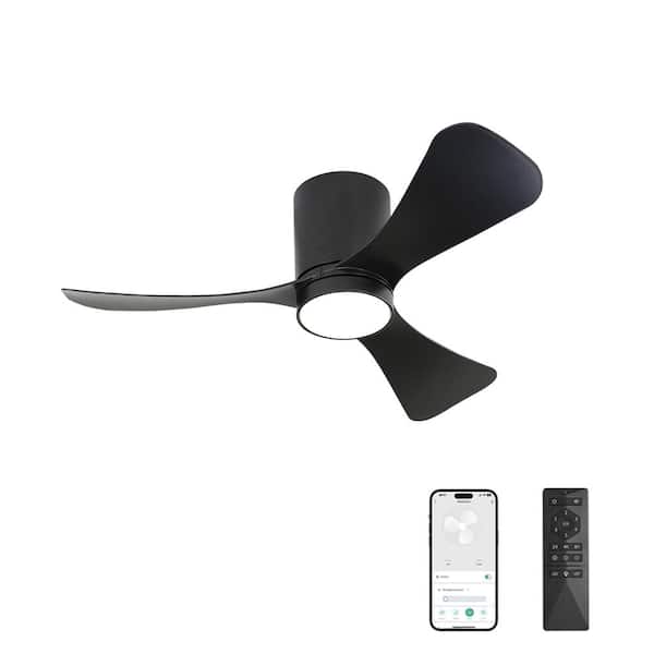 MLiAN 42 in. Dimmable Indoor LED Smart Black 3-Blades Ceiling Fan with Remote Control