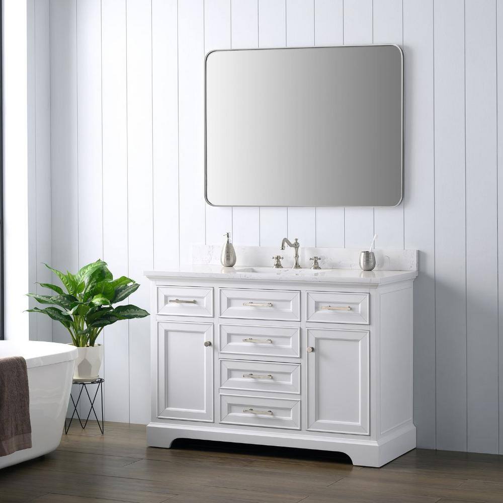 Thompson 48" White Solid Wood and MDF Single Vanity