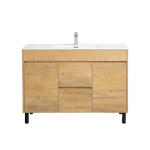 Peyton 48 in. W x 18 in. D x 33 in. H Vanity in Frosted Oak with Ceramic Top in White