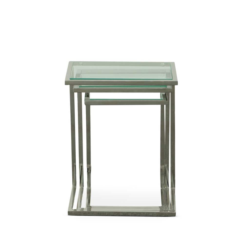 Addison Chrome and Clear Glass Nesting Table Set