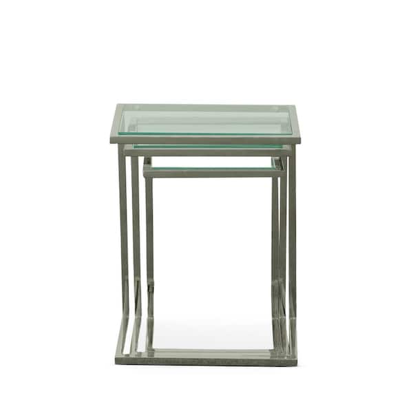 Carolina Cottage Addison Chrome Glass Top Nesting Table (Set of 3)