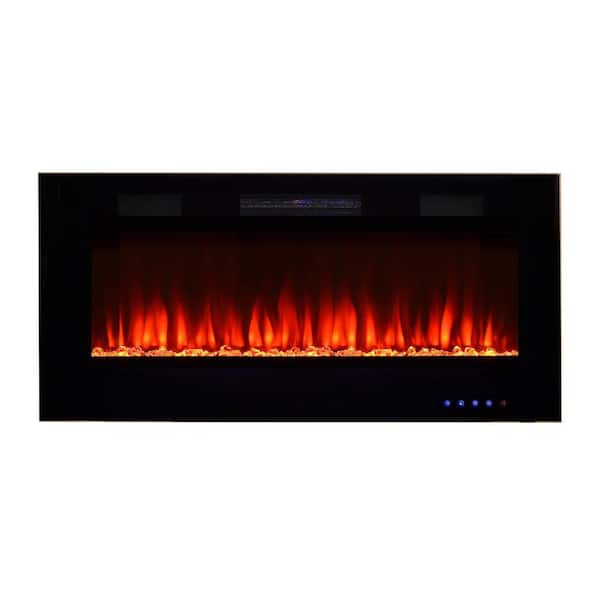 Premium 42 in. Front Venting Slim Wall-Mount Electric Fireplace Black