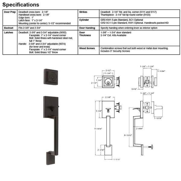 Avino Tuscany Bronze Single Cylinder Entry Door Handleset