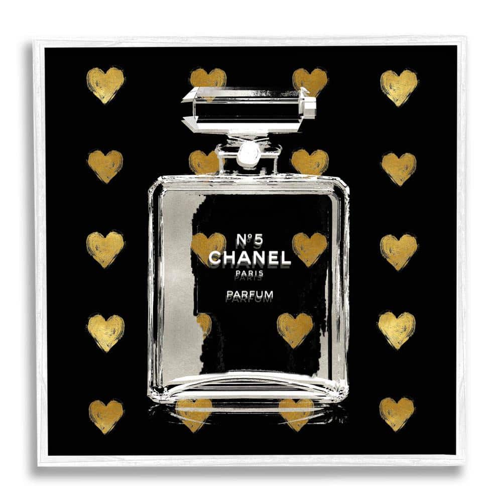 White Framed Abstract Perfume Hearts Canvas Print, 12" x 12"