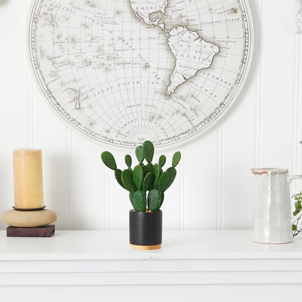 Nearly Natural 10 in. Artificial Cactus Succulent Plant in Planter