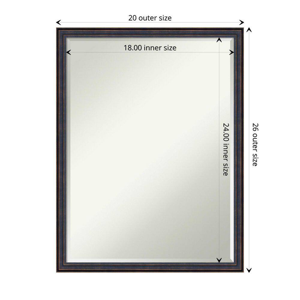Dark Bronze Petite Bevel Wood Bathroom Vanity Mirror