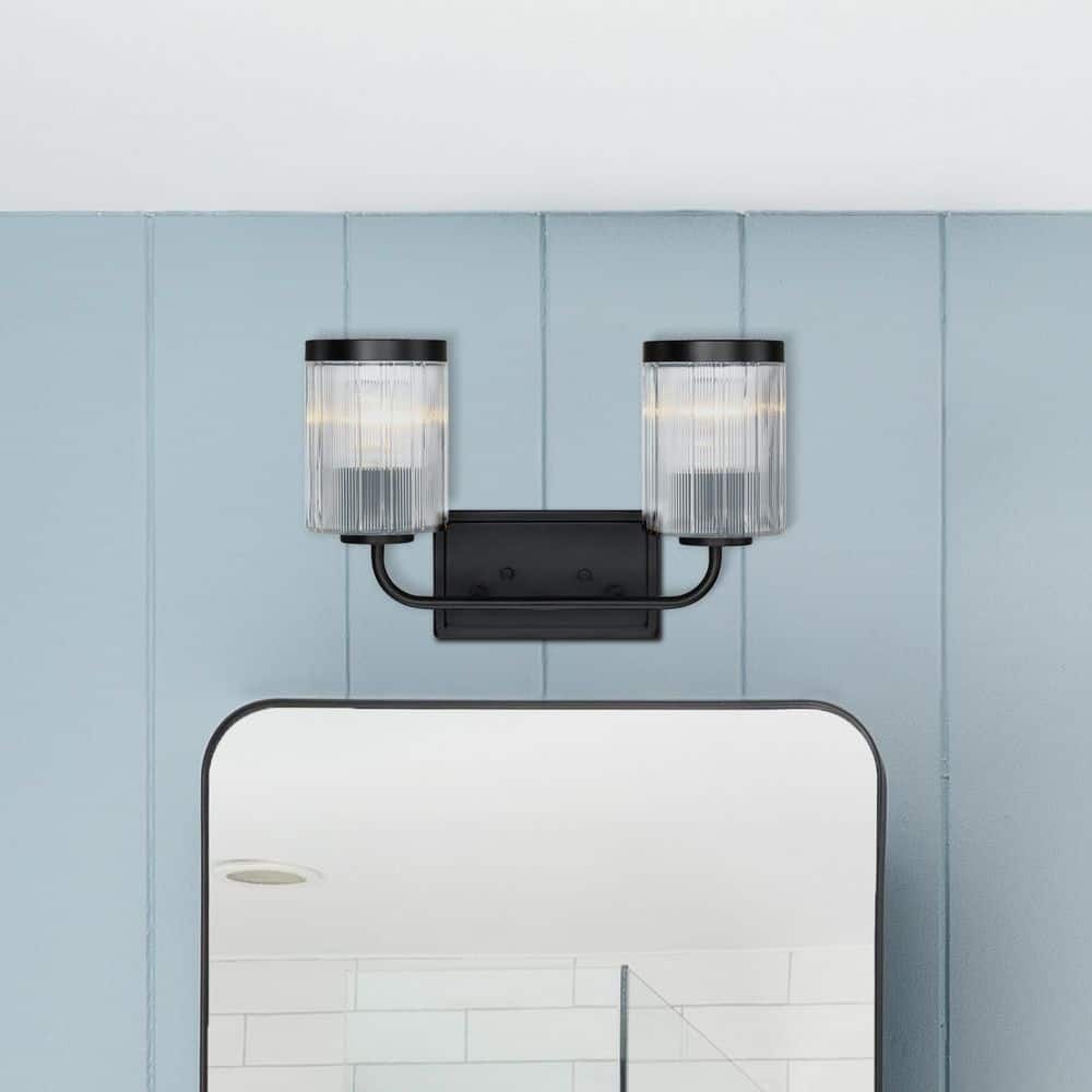 Aspen 16 in. 2-Light Matte Black Wall Vanity Light for Bathrooms price history on PriceWatchPro