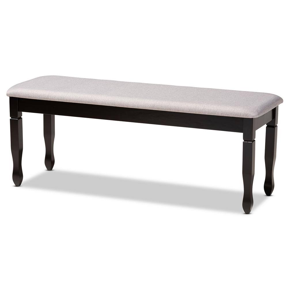 Elegant Corey Dark Brown and Gray Upholstered 48" Wood Dining Bench