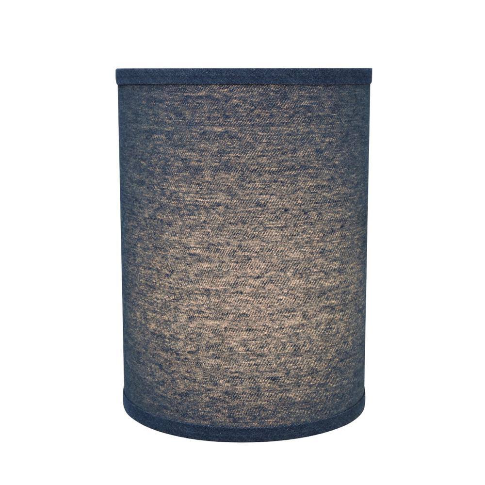 Washing Blue Denim Fabric Drum Lamp Shade, 8" x 11"