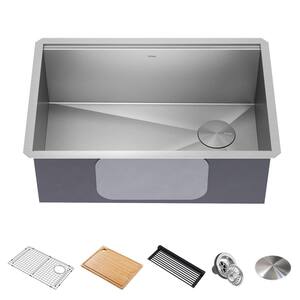 Kore 16-Gauge Stainless Steel 28 in. Single Bowl Undermount Workstation Kitchen Sink with Accessories