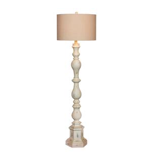 63 in. Totemic Candlestick Antique White Resin Floor Lamp
