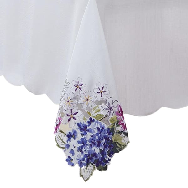 Threadmade Home Spring Hydrangea Cutwork Tablecloth, Multicolor - 60"W x 120"L