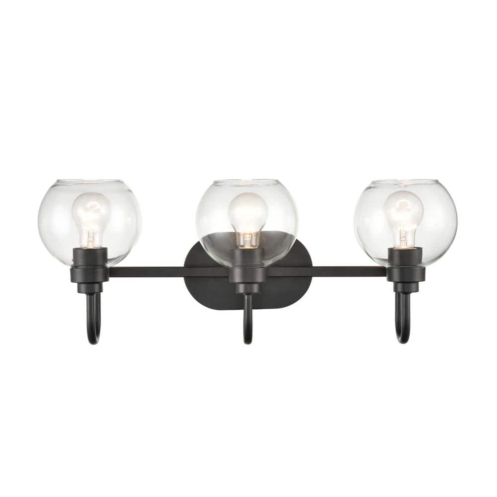 Matte Black 3-Light Vanity Bathroom Fixture, 25.75" Width