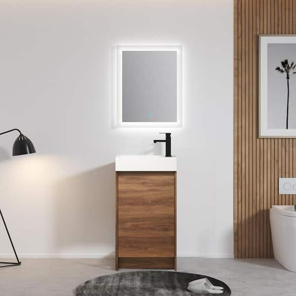 36 Contemporary Bathroom Vanity with Top Sink, 2 Soft Close Doors, and 6  Drawers, Brown - ModernLuxe