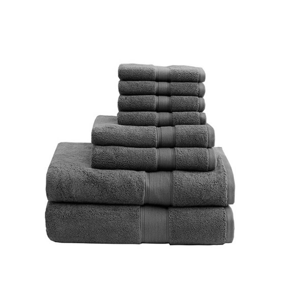 8-Piece Grey Ultra-Soft Bath Towel Set
