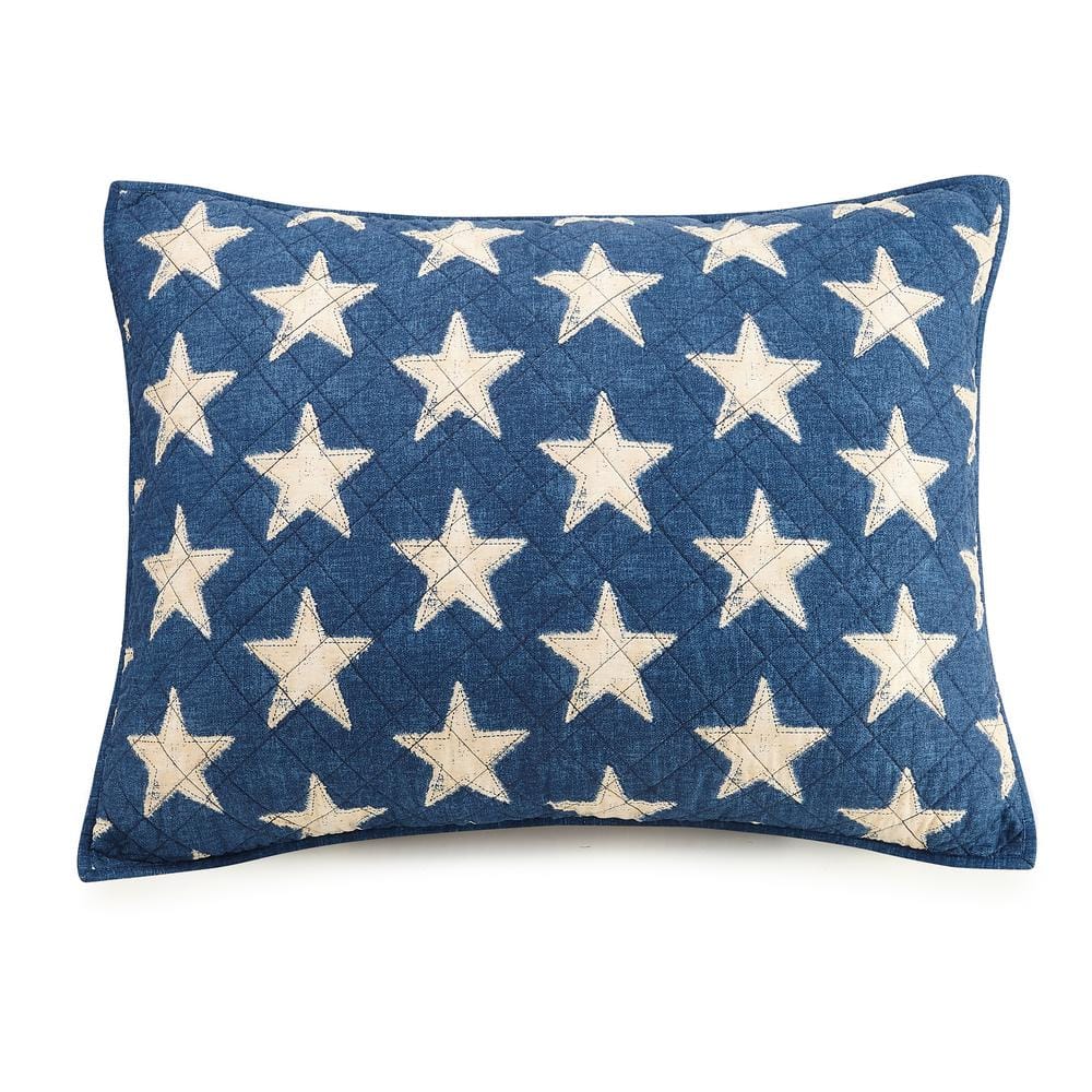 Classic Americana Patchwork King Cotton Quilt Set with Reversible Blue Denim
