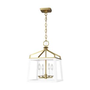 Carlow 13.5 in. W x 18.375 in. H 4-Light Matte White Indoor Dimmable Medium Lantern Chandelier with No Bulbs Included