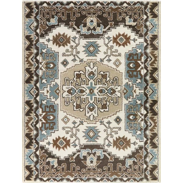 Louise Brown/Beige/Blue 8 ft. x 10 ft. Area Rug