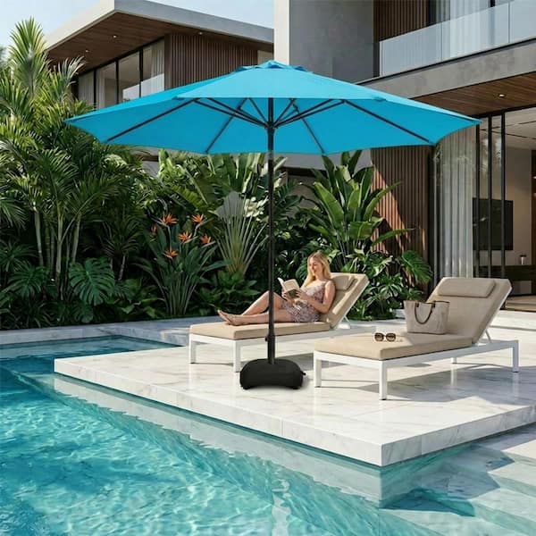 blue 10 ft patio umbrella Wind Resistant thickened fabric and a durable frame BLUU 10 FT Patio Offset