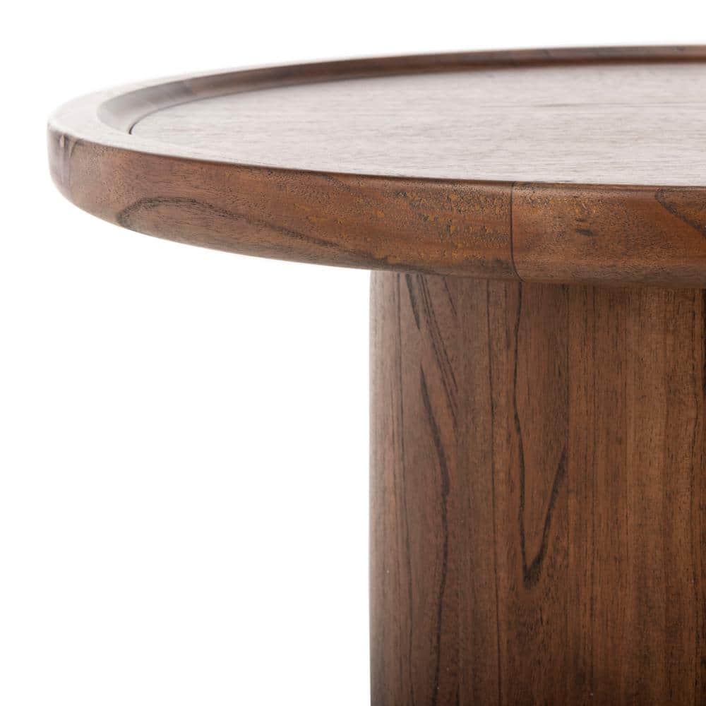 Transitional Dark Brown Round Wood Coffee Table - 28" Diameter